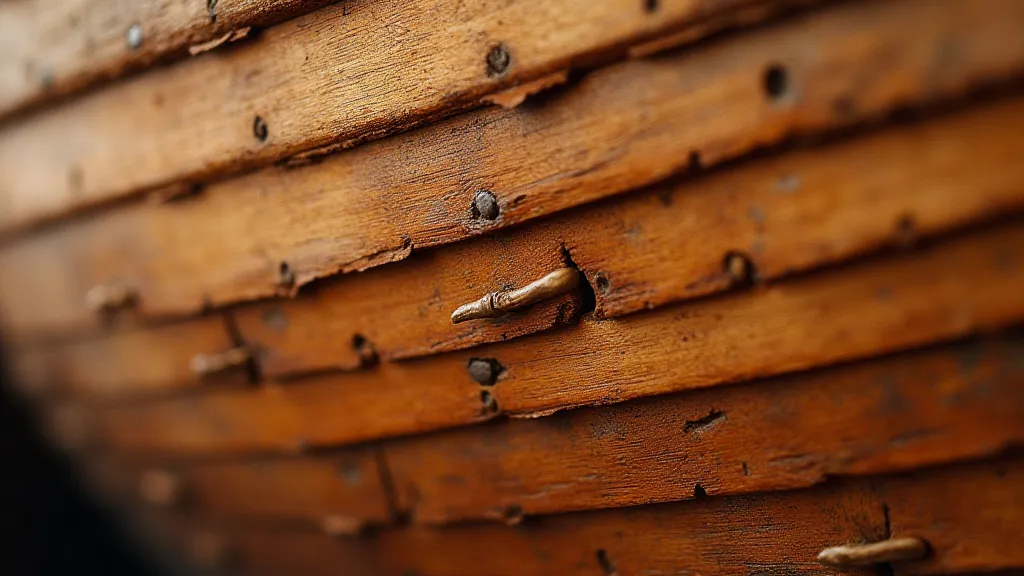 Close-up of clinker-built hull of a Norwegian 'båt'