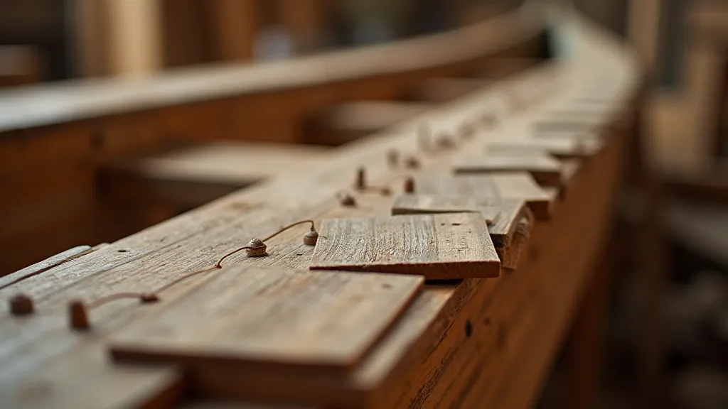Clinker boat planks being riveted