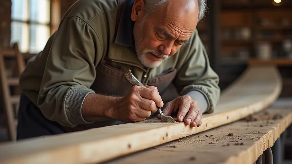 Craftsman shaping a plank