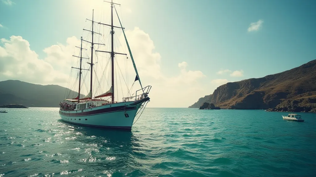 A Goleta boat sailing in the Atlantic Ocean