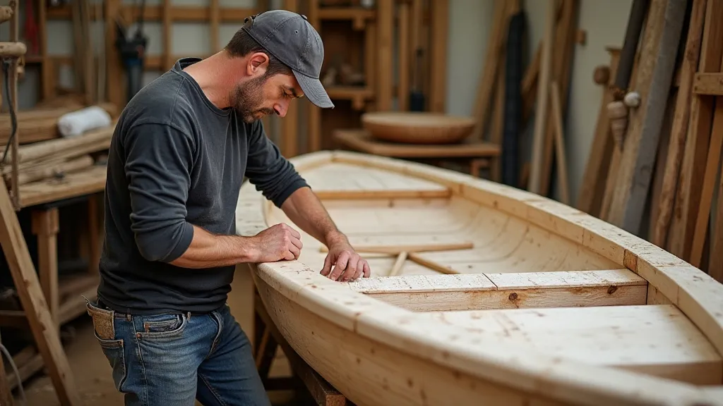 Traditional boat builder working on a Jolle