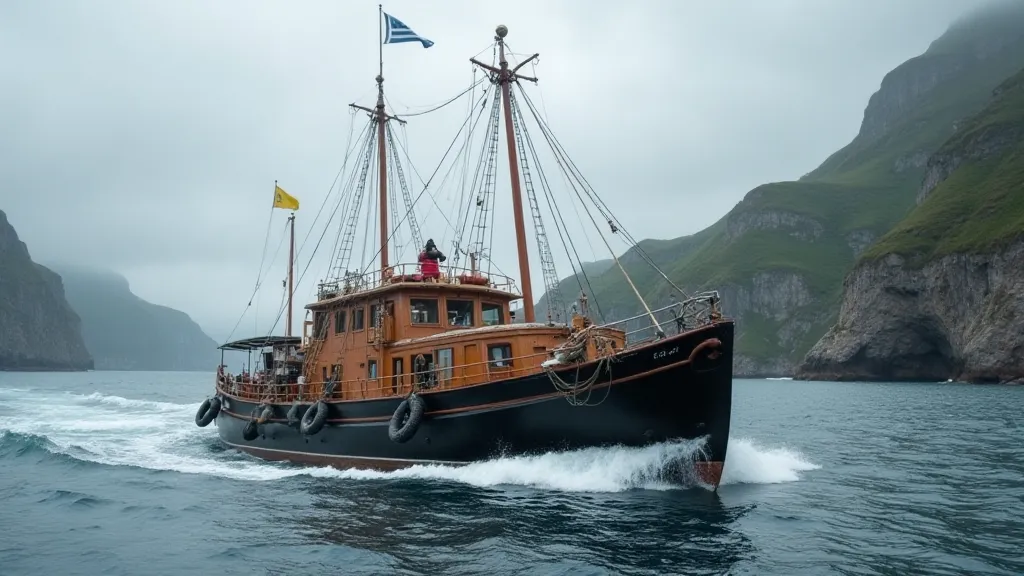 A traditional Norwegian 'båt' sailing in the sea