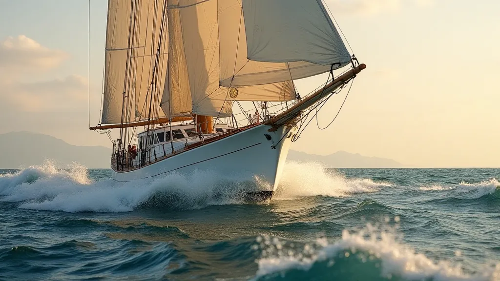 Pilot Schooner sailing with full sails