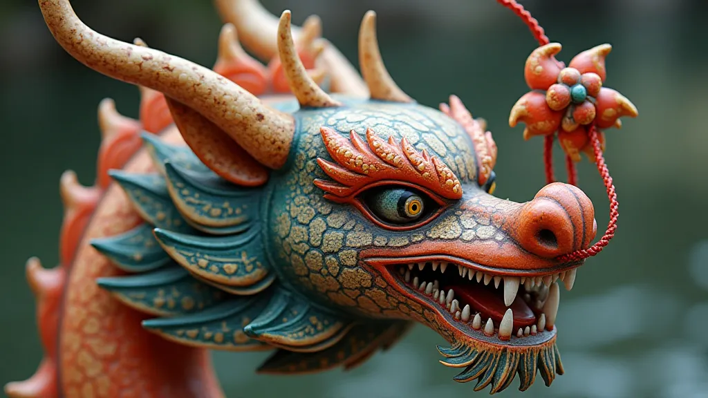 Detail of a sampan's dragon head